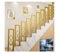 Ringhiera per scale a forma di U, per interni ed esterni, in metallo diamantato per la sicurezza, antiscivolo, ideale per anziani e bambini, giardino, balcone, corridoio (90 cm, dorato)