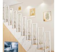 Ringhiera per scale a forma di U per interni/esterni, in metallo antiscivolo per la sicurezza, design a diamante per bambini e anziani, perfetta per giardini, balconi, corridoi, 100 cm, bianco