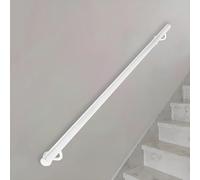 Ringhiera per scale a parete, 1,5 m, tubo di ferro bianco con supporto e barra di sicurezza ideale per interni ed esterni, altezza 60 cm