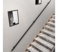 Ringhiera per Scale a Tubo Tondo Nero per Gradini Interni/Esterni, Corrimano per Scale con Supporto a Parete, Carico di 440LBS Corrimano di Sicurezza Antiscivolo per Loft(90cm)
