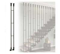 Ringhiera Per Scale Balaustra in ferro battuto a due file per scale interne, colonna di recinzione di sicurezza montaggio laterale, per soppalchi ville(Black 1pc,H 94"/239cm)