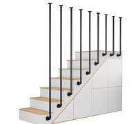 Ringhiera per Scale, corrimano di Transizione Neri per gradini del corridoio, soffitta, Pali per balaustra in Ferro battuto a Forma di L, Colonna per balaustra montata lateralmente(90cm)