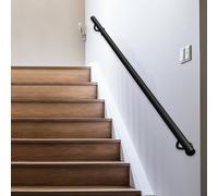 Ringhiera per scale da 30 cm a 600 cm, corrimano per ringhiera per scale in tubo tondo zincato in ferro battuto nero per scale soppalco interne, montaggio a parete(280cm)