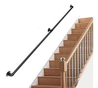 Ringhiera per scale da interno/esterno con supporto a parete in ferro battuto nero opaco per disabili anziani e bambini Garden Villa Hall barra di supporto (dimensioni: 5,5 m)