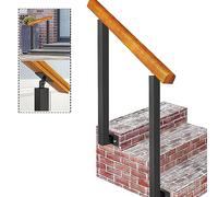 Ringhiera per Scale Esterne, gradini, Portico, corrimano di Transizione, Questa ringhiera per Scale Esterne in Ferro battuto, Maniglia in Legno per Scale Esterne, corrimano ad ango