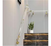 Ringhiera per Scale in Acrilico Trasparente - Corrimano per Scale Antiscivolo Trasparente per Scale Interne Ed Esterne, Kit Completo di Ringhiera per Montaggio A Parete, Golden Brackets, 120cm(3.9ft)