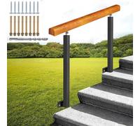 Ringhiera per scale in legno per esterni, regolabile, montaggio laterale, 0-3 gradini, pali in ferro battuto, altezza 95 cm, perfetta per la sicurezza del giardino e del portico