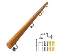 Ringhiera per scale in legno per interni con staffe in acciaio inox, 420 cm, set di ringhiere per scale a parete per sicurezza e stile, perfetto per la decorazione e la protezione della casa