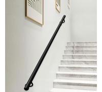 Ringhiera Per Scale In Metallo 1FT-20FT Corrimano Nero Balaustra Per Scale A Parete Con Raccordi Maniglione Di Sicurezza Per Interni Esterni Per La Decorazione Della Scala Della Soffitta(80cm)