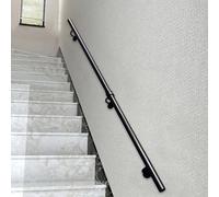 Ringhiera per scale in tubo tondo per gradini interni ed esterni, corrimano per scale in metallo nero, maniglia in ferro industriale per supporto a parete - Kit completo(350cm)
