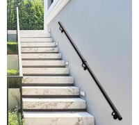 Ringhiera per scale industriali da 1 piede a 20 piedi | Corrimano per scale da montare a parete per scale interne e gradini esterni | Balaustra in ferro battuto nero con barra di sostegno(250cm)