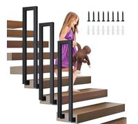 Ringhiera per Scale Interne, Corrimano per Scale a Forma di U Ferro, Parapetto Scala Interna, Passamano per Scale Forma di U per Ville Ingresso Terrazza Corridoi (C-Nero, 65cm)