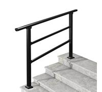 Ringhiera per scale interne esterne, corrimano regolabile per portico anteriore per gradini in cemento o legno, corrimano di transizione neri per barra di sostegno per corridoio(A,60cm/24inch)