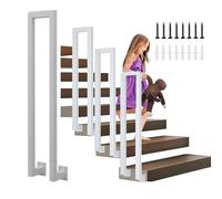 Ringhiera per Scale Interne, Parapetto Scala Interna, Corrimano per Scale forma di U, Ringhiera in ferro per Ville, Balconi, Corridoi Corrimano Ferro Battuto (C-Bianco, 95cm)