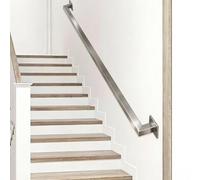 Ringhiera per scale moderne Corrimano per tubi quadrati in argento Assistenza per l'equilibrio Ringhiere antiscivolo Maniglione bagno commerciale, barra per poggiapiedi(90cm)