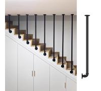 Ringhiera per scale nera opaca Mandrini in metallo da 32 mm per uso interno moderno stile industriale tubo tondo corrimano 44 pollici (111,8 cm)