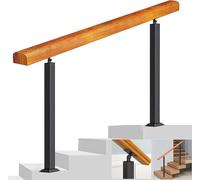 Ringhiera per scale per interni ed esterni, con 2 montanti, altezza 90 cm, lunghezza 150 cm, in legno e metallo, in ferro battuto, design transitorio per sicurezza e stile
