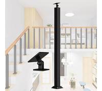 Ringhiera per scale regolabile nera con pali per balaustre girevoli a 270°, set completo di corrimano per terrazzo/balcone, dimensioni 100 cm (1 pezzo)