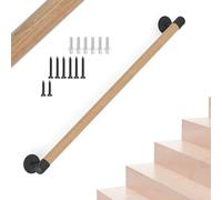 Ringhiera per scale rotonda in legno da 3FT/90cm, ringhiera per scale interne, ringhiera per scale a montaggio a parete con supporto, corridoio antiscivolo, loft, guardrail, ringhiera di sicurezza per
