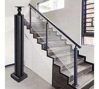 Ringhiera Vetro Montante Per Ringhiera In Vetro Con Morsetto E Staffa In Vetro, Nero Montante Per Balaustra In Vetro Temperato E Metallo Per Terrazze, Giardini E Abitazioni(Corner Post,115cm/45.2 in)