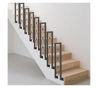 Ringhiere per scale a forma di U, colore nero, 61-101,6 cm, antiscivolo, in ghisa, per portico, cantina, garage e loft, set da 8 pezzi, altezza 69,8 cm, facile installazione con viti, sicurezza per Ho