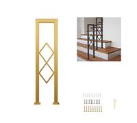 Ringhiere per scale a forma di U, corrimano antiscivolo con motivo a rombi, corrimano a forma di U per scale in tubi di ferro industriali per garage interni ed esterni, soffitta(Gold,35.43in)