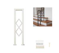 Ringhiere per scale a forma di U, corrimano antiscivolo con motivo a rombi, corrimano a forma di U per scale in tubi di ferro industriali per garage interni ed esterni, soffitta(White,33.46in)