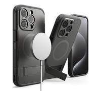 Ringke Alles Compatibile con Cover iPhone 15 Pro Max, Cover Protettiva Antiurto con Cavalletto Regolabile Incorporato Compatibile con Accessori Magnetici - Gunmetal