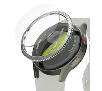Ringke Bezel Styling & Glass Compatibile con Cover Samsung Galaxy Watch 7 40mm, (Combo) Ghiera Anti Graffio Stainless Steel Adesivo Accessorio con Protezione Dello Schermo - 40-03 (ST) Silver
