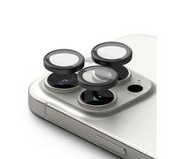 Ringke Camera Lens Frame Glass (2 Pezzi) Compatibile con Protezione Fotocamera iPhone 16 Pro Max e iPhone 16 Pro, Protezione Fotocamera Lenti Cover in Vetro Temperato Telaio Alluminio - Black