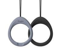 Ringke Cinturino ad Anello Dito (2 Pezzi) per Custodie Cellulare, Chiavi, Fotocamere, Maneggevole Silicone Antiscivolo Sottile Cellulari Supporto - Black & Lavender Gray