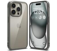 Ringke Fusion Bold Compatibile con Cover iPhone 15 Pro, Paraurti Antiurto Anti-Ingiallimento con Ottimo Grip e Custodia Posteriore Rigida PC Trasparente - Gray Grigio