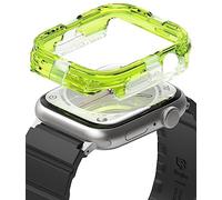 Ringke Fusion Bumper Compatibile con Cover Apple Watch 9/8 / 7 45mm, SE3 / SE2 / SE / 6/5 / 4 44mm, Custodia Paraurti Antiurto Protettiva Durevole Trasparente a Doppio Strato - Neon Green