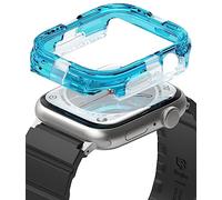 Ringke Fusion Bumper Compatibile con Cover Apple Watch 9/8 / 7 45mm, SE3 / SE2 / SE / 6/5 / 4 44mm, Custodia Paraurti Antiurto Protettiva Durevole Trasparente a Doppio Strato - Neon Blue