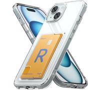 Ringke Fusion Card Compatibile con Cover iPhone 15 Plus, Custodia Portafoglio Trasparente con Porta Carte Integrato per Ricarica Wireless - Clear