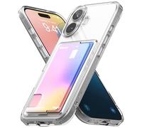 Ringke Fusion Card Compatibile con Cover iPhone 16 Plus, Custodia Portafoglio Trasparente con Porta Carte Integrato per Ricarica Wireless - Clear