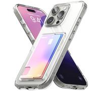 Ringke Fusion Card Compatibile con Cover iPhone 16 Pro, Custodia Portafoglio Trasparente con Porta Carte Integrato per Ricarica Wireless - Clear