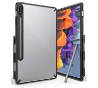 Ringke Fusion Compatibile con Cover Samsung Galaxy Tab S8 (2022) e Galaxy Tab S7 (2020), Custodia Trasparente Sottile Paraurti Antiurto con Supporto Penna S - Smoke Black