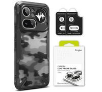 Ringke Fusion-X Camo Black e Camera Lens Frame Glass Compatibile con Nothing Phone (4a) Pro