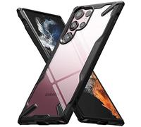 Ringke Fusion-X Compatibile con Cover Samsung Galaxy S22 Ultra 5G, Custodia Disegno Retro Rigido con Antiurto Paraurti Robusto TPU - Black Nero