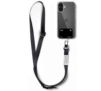Ringke Holder Link Snap Hook Lanyard Strap con Etichetta Progettata Colorata, Tracolla Regolabile Cordino Poliestere Compatibile con Custodia Universale per Cellulare - Calm Black