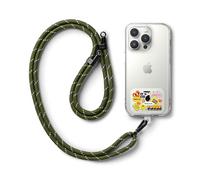 Ringke Holder Link Strap con Etichetta Progettata Graficamente, Tracolla Regolabile Cordino Corda Poliestere Compatibile con Custodia Universale per Cellulare - Focus/Khaki & White