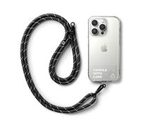 Ringke Holder Link Strap con Etichetta TPU Trasparente, Tracolla Regolabile Cordino Corda Poliestere Compatibile con Custodia Universale per Cellulare - Black & White
