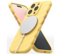 Ringke Macaron Silicone Magnetic Compatibile con Cover iPhone 16 Pro, Compatibile con Accessori Magnetici, Custodia Leggero Morbida Antiurto Antigraffio Rivestimento Morbido - Yellow