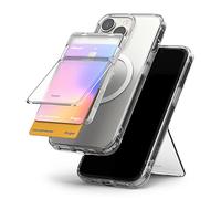 Ringke Magnetic Stand Slot Card Holder Compatibile con MagSafe, Trasparente Rigida Magnetica PC Supporto Porta Carte Credito ID Portafoglio per Cellulare Cover - Clear Mist
