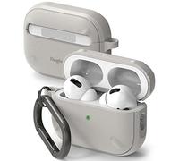 Ringke Onyx Compatibile con Cover AirPods Pro 2, Custodia Antiurto Robusta Strutturato TPU con Moschettone Portachiavi - Warm Gray Grigio