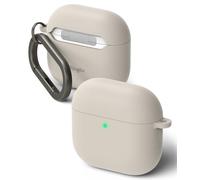 Ringke Silicone Case Compatibile con Cover AirPods 4, Custodia Protettiva Resistente ai Graffi con Moschettone e Portachiavi - Stone