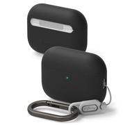 Ringke Silicone Case Compatibile con Cover AirPods Pro 3, Custodia Protettiva Resistente ai Graffi con Moschettone - Black