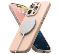 Ringke Silicone Magnetic Compatibile con Cover iPhone 16 Pro, Compatibile con Accessori Magnetici, Custodia Morbida Antiurto Antigraffio Rivestimento Morbido - Pink Sand
