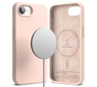Ringke Silicone Magnetic Compatibile con Cover iPhone 16e, Compatibile con Accessori Magnetici, Custodia Morbida Antiurto Antigraffio Rivestimento Morbido - Pink Sand